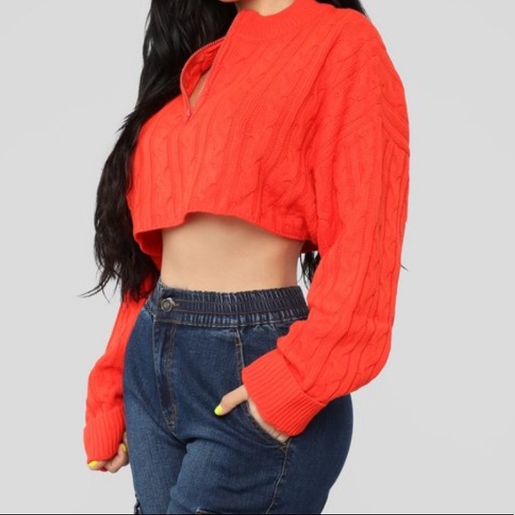 Crop neon orange sweater - Picture 2 of 2
